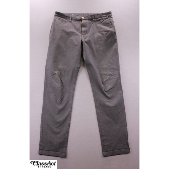 ZARA Men’s Slim Stretch Dress Pants Trousers Gray Checked Flat Fronts 34" X 30" - Picture 1 of 8